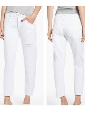 Agolde Isabel Ankle Slim Boyfriend Jeans White Distressed Size 30